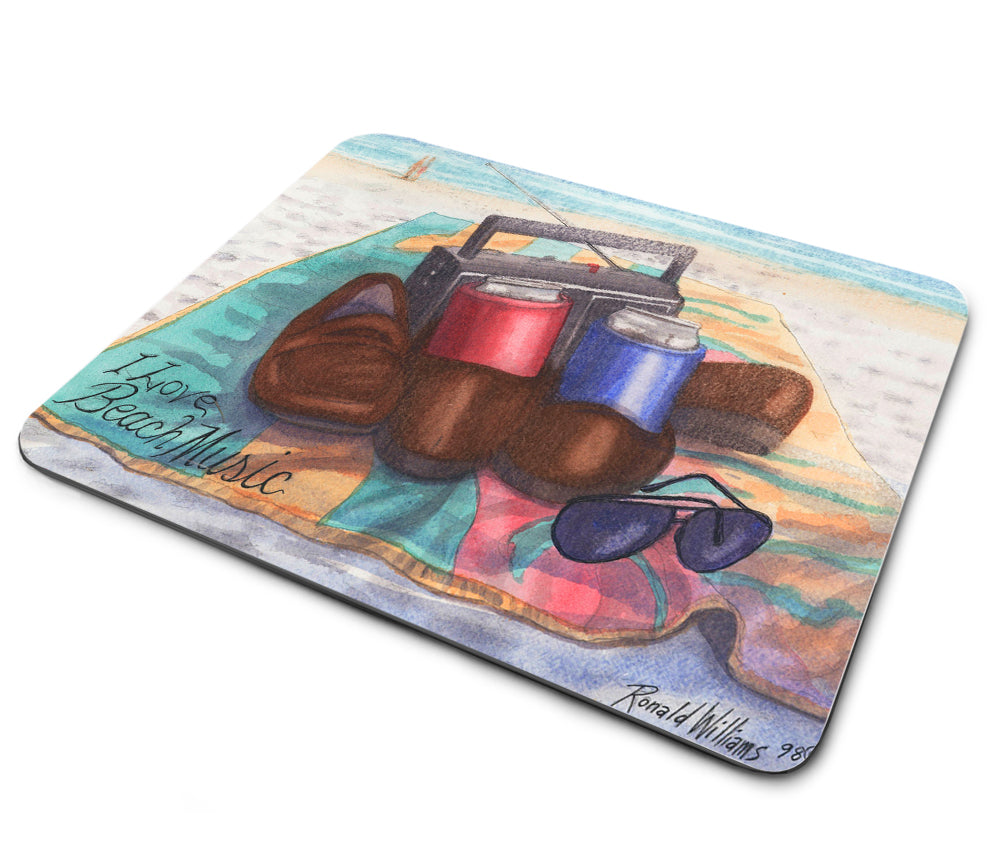 Mouse Pad - Beach Blanket and Radio I Love Beach Music