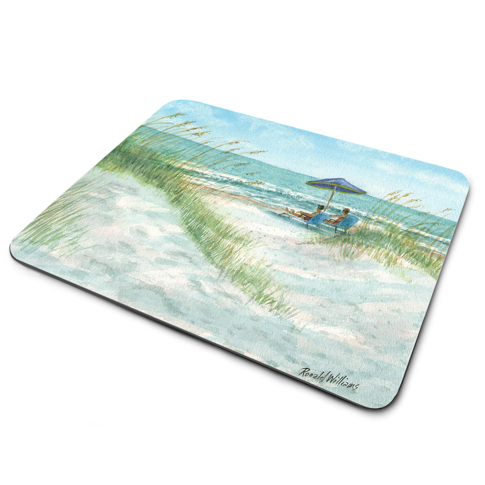 Mouse Pad - Couple Sitting Under Beach Umbrella On The Beach