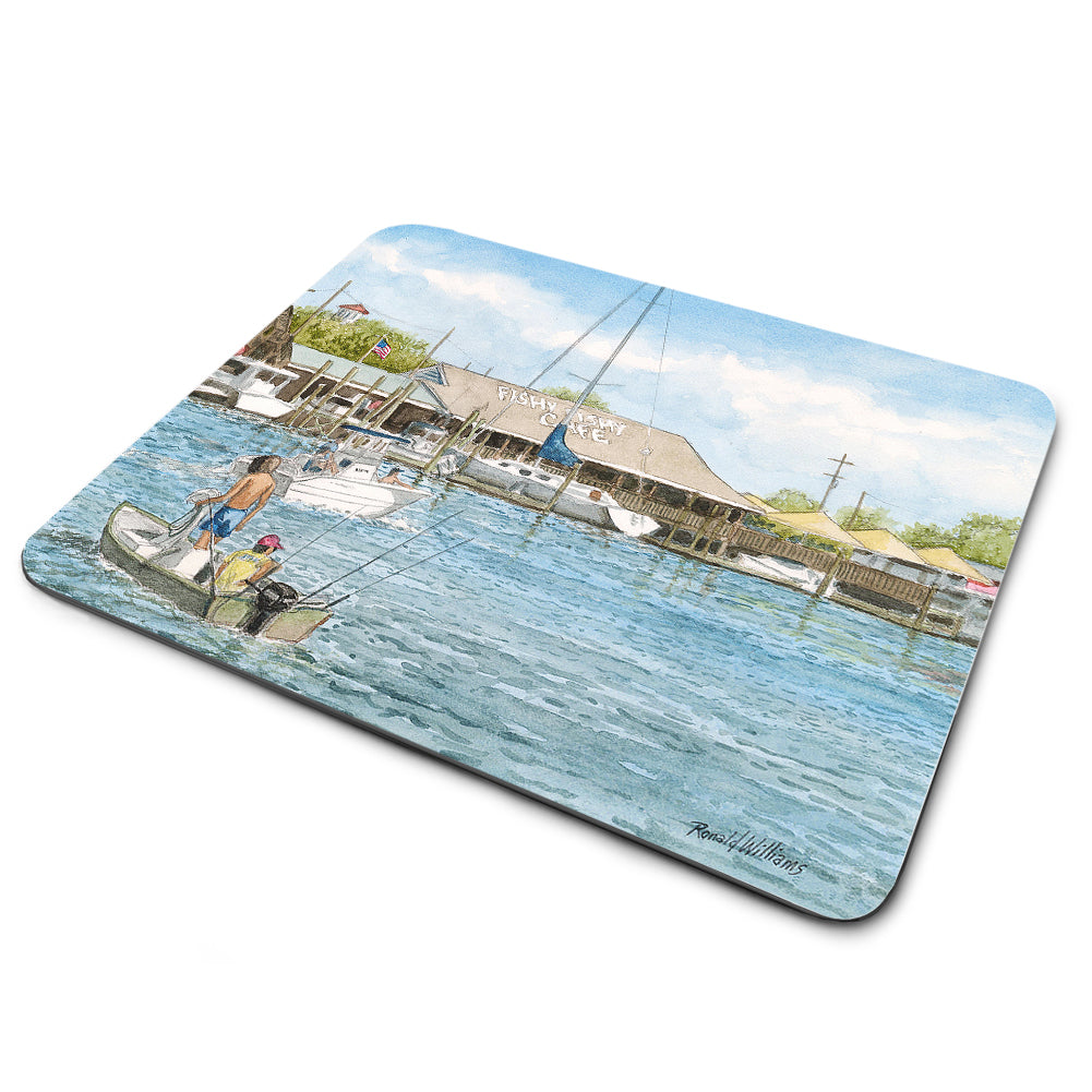 Mouse Pad - Fishy Fishy Cafe Southport North Carolina Waterfront