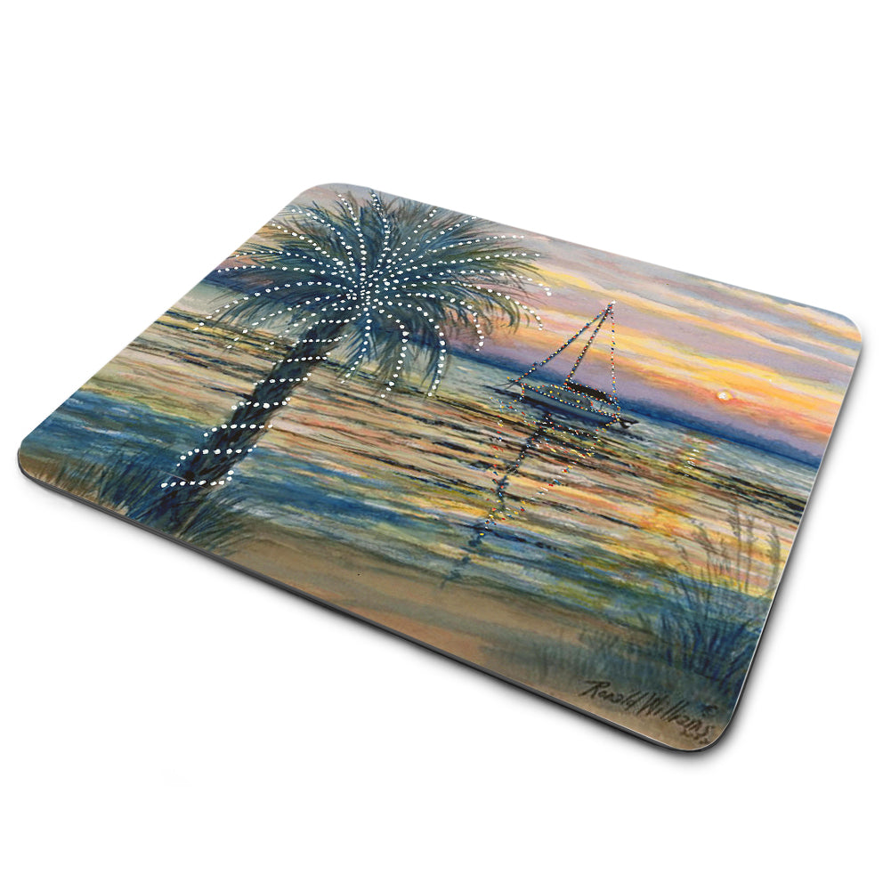 Mouse Pad - Sailboat Sun Up with Christmas Lights