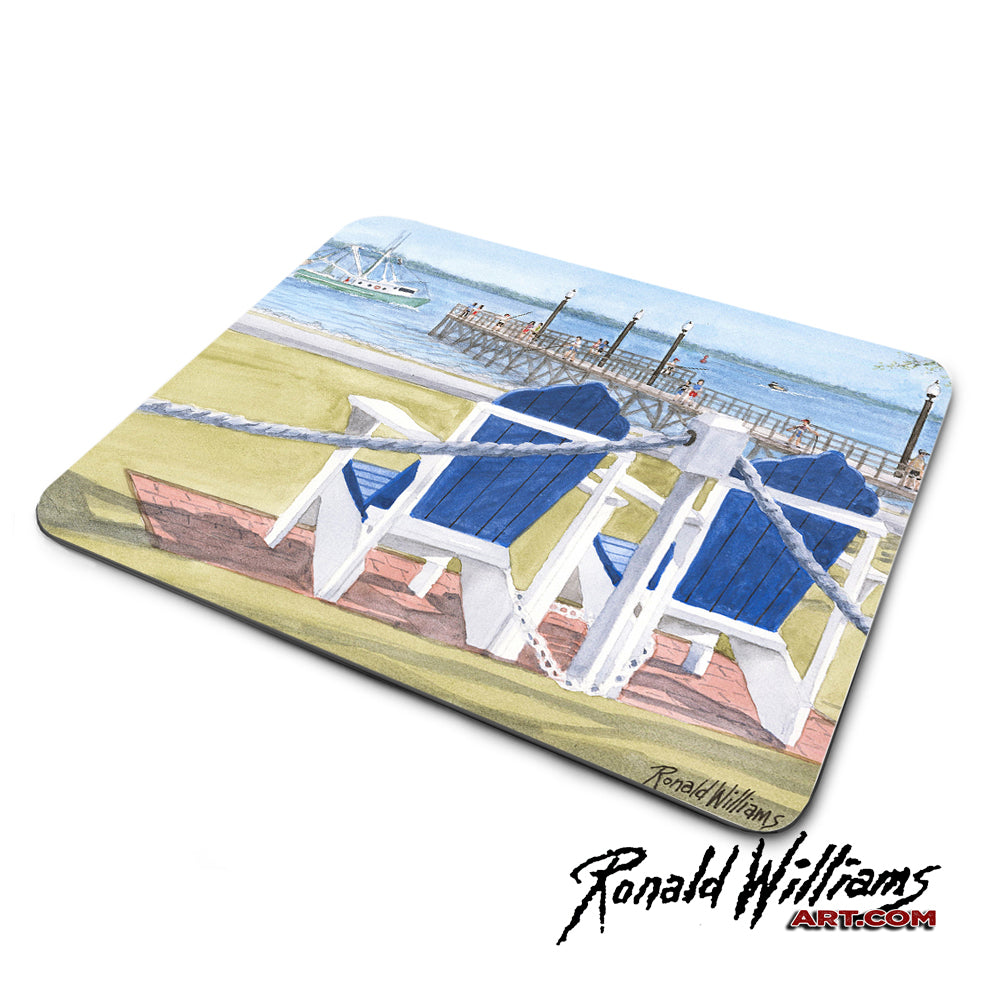 Mouse Pad - Two Blue Chairs In Southport North Carolina