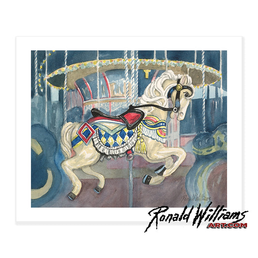 Prints - Carolina Beach North Carolina Boardwalk Merry Go Round Horse