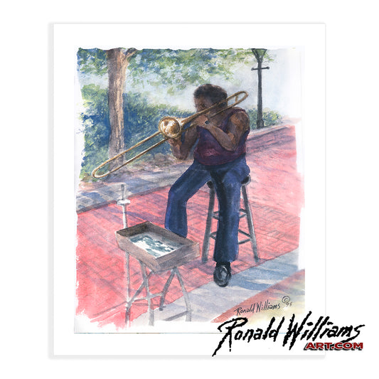 Prints - The Trombone Man Capturing The Hearts of Those Walking By
