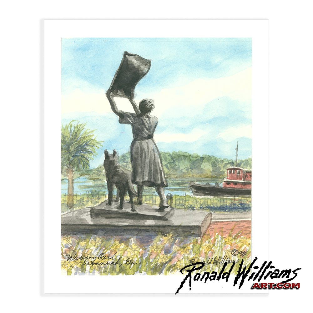 Prints - Waving Girl Statue Savannah Georgia