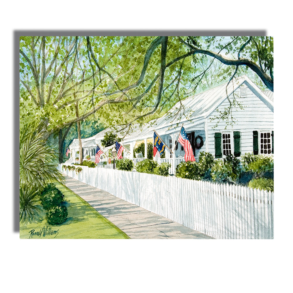 Metal Prints - Flags On Porches Aluminum Print