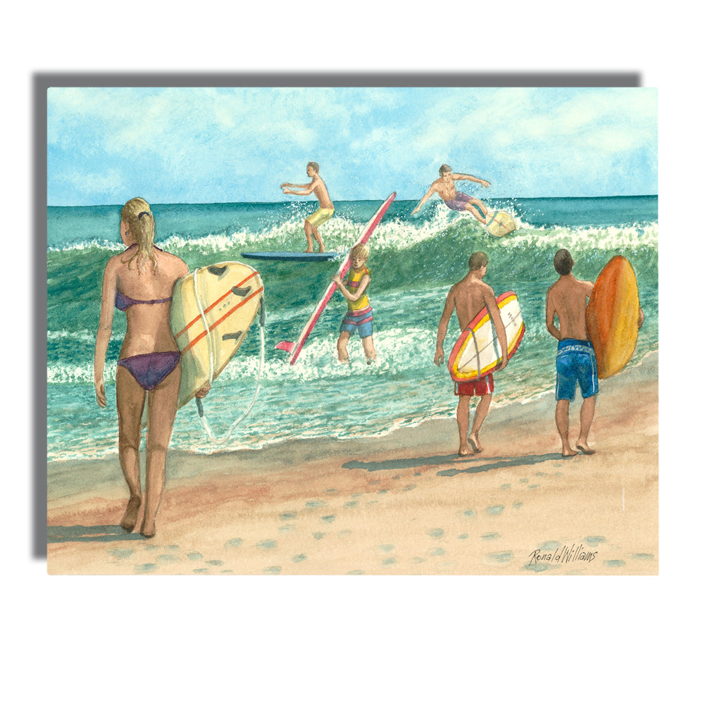 Metal Prints - Kids Surfing Surf Scene Aluminum Print