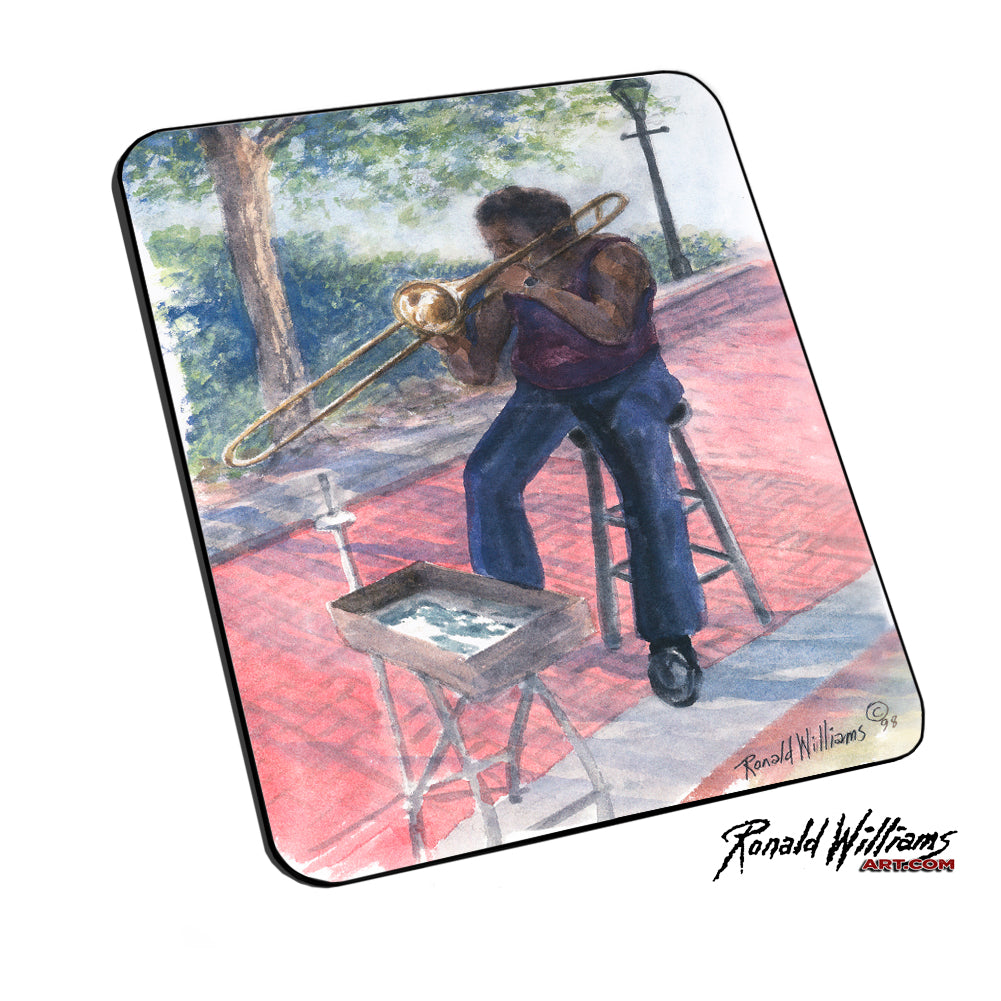 Mouse Pad - The Trombone Man Capturing The Hearts of Those Walking By