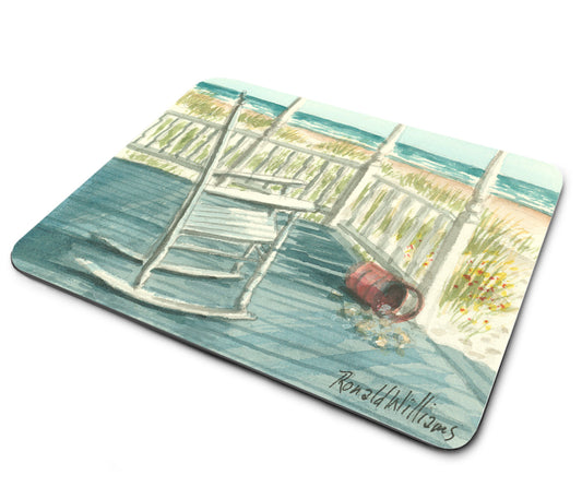 Mouse Pad - Rocking Chairs on the Porch by the Ocean