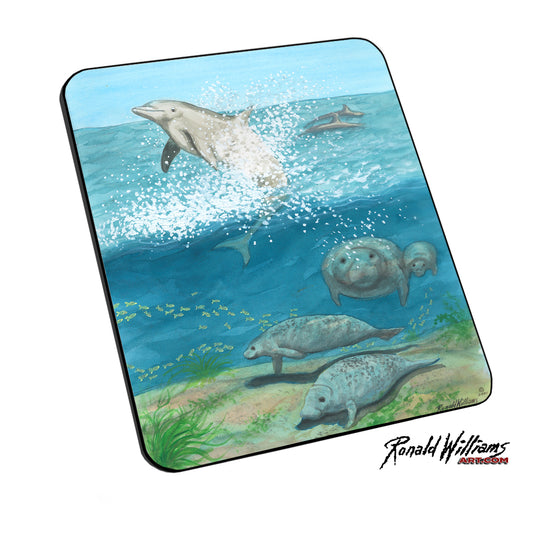 Mouse Pad - Sea Life with Dolphin and Manatees