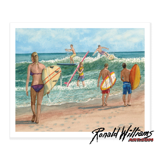 Prints - Kids Surfing Surf Scene