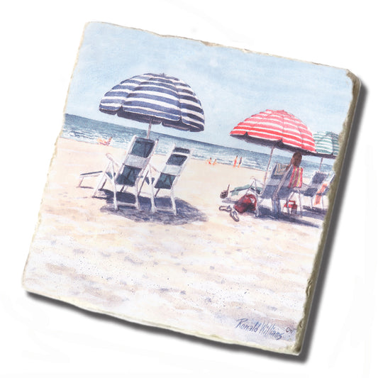 Coaster - Tumbled Tile Under The Umbrellas On The Beach