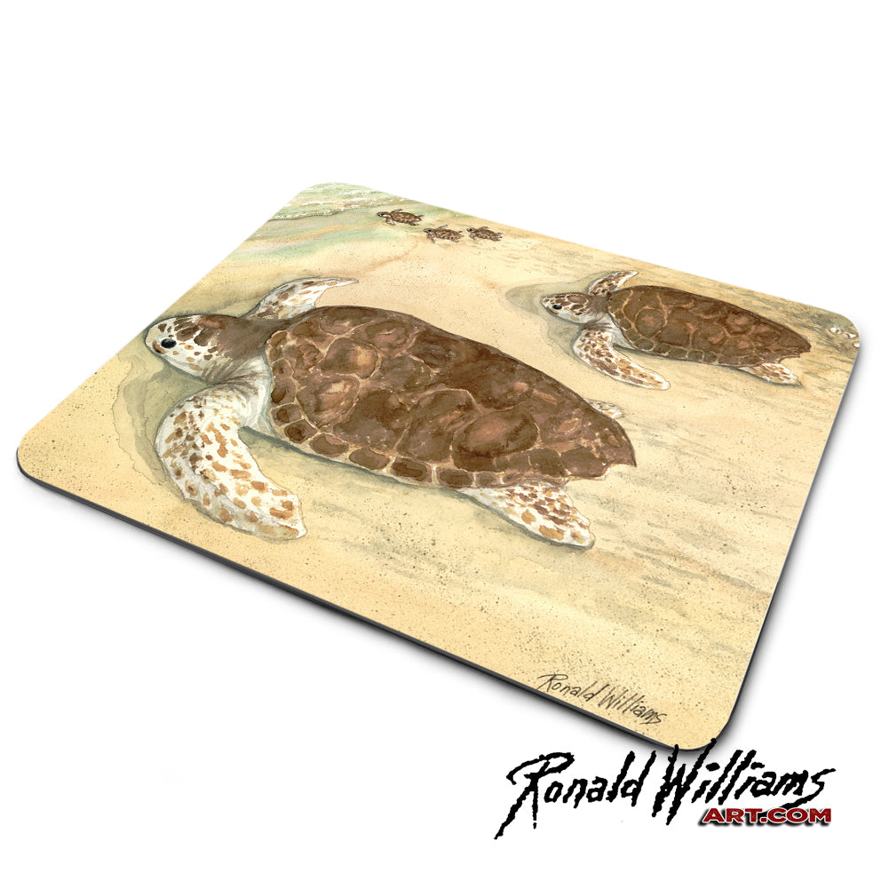 Mouse Pad - Sea Turtles and Hatchlings Heading To The Water