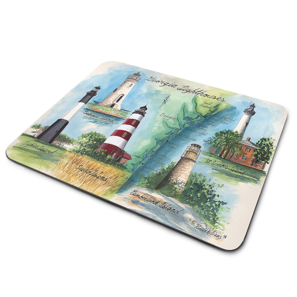 Mouse Pad - Lighthouses of Georgia Collage