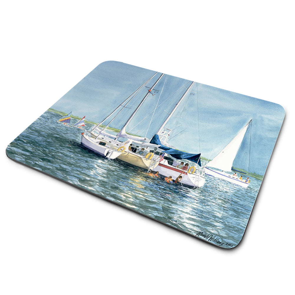 Mouse Pad - Anchored Sailboats for the Day