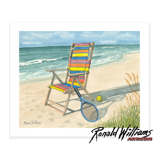 Prints - Beach Chair Tennis Racquet On The Beach