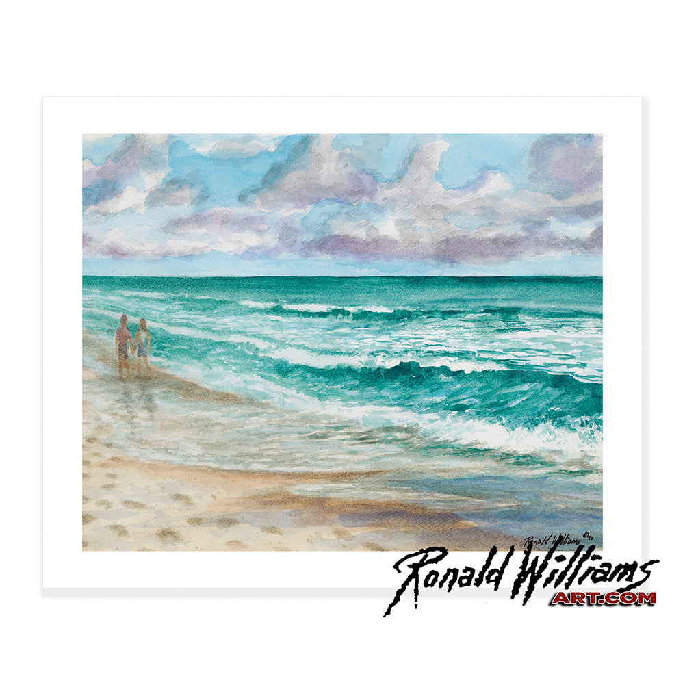 Prints - Couple Walking on the Beach