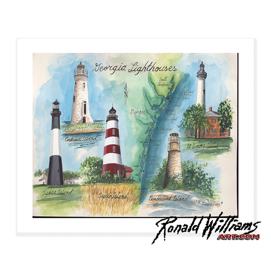Prints - Lighthouses of Georgia Collage