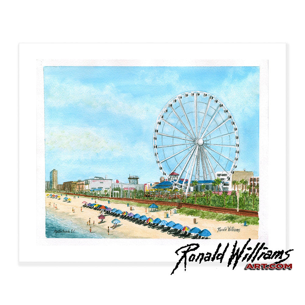 Prints - Myrtle Beach Giant Ferris Wheel Beach Front
