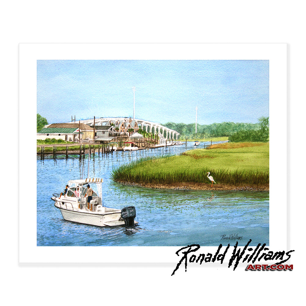 Prints - Ocean Isle North Carolina Waterway and Bridge