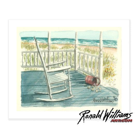 Prints - Rocking Chairs on the Porch by the Ocean