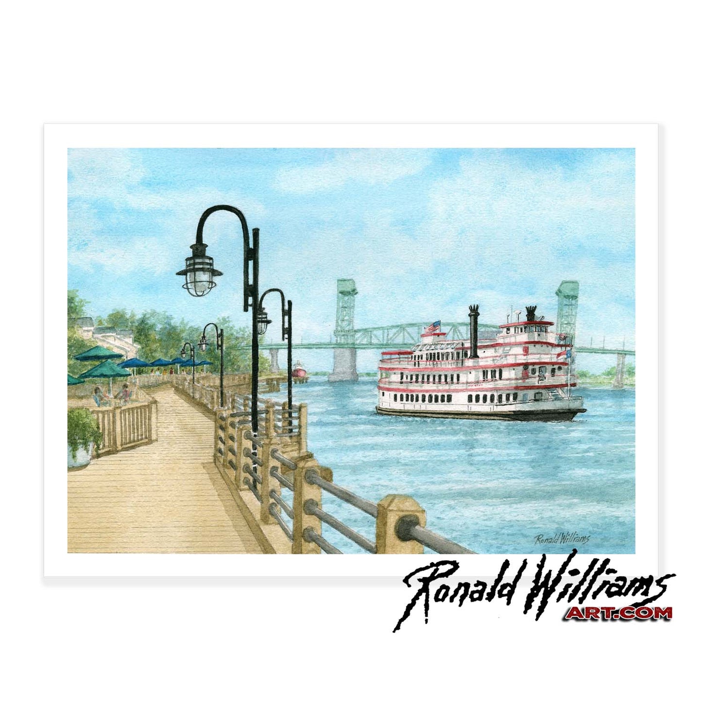 Prints - Historic Wilmington North Carolina Riverboat and Bridge