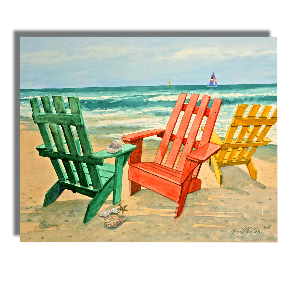 Metal Prints - Three Chairs On The Beach Aluminum Print